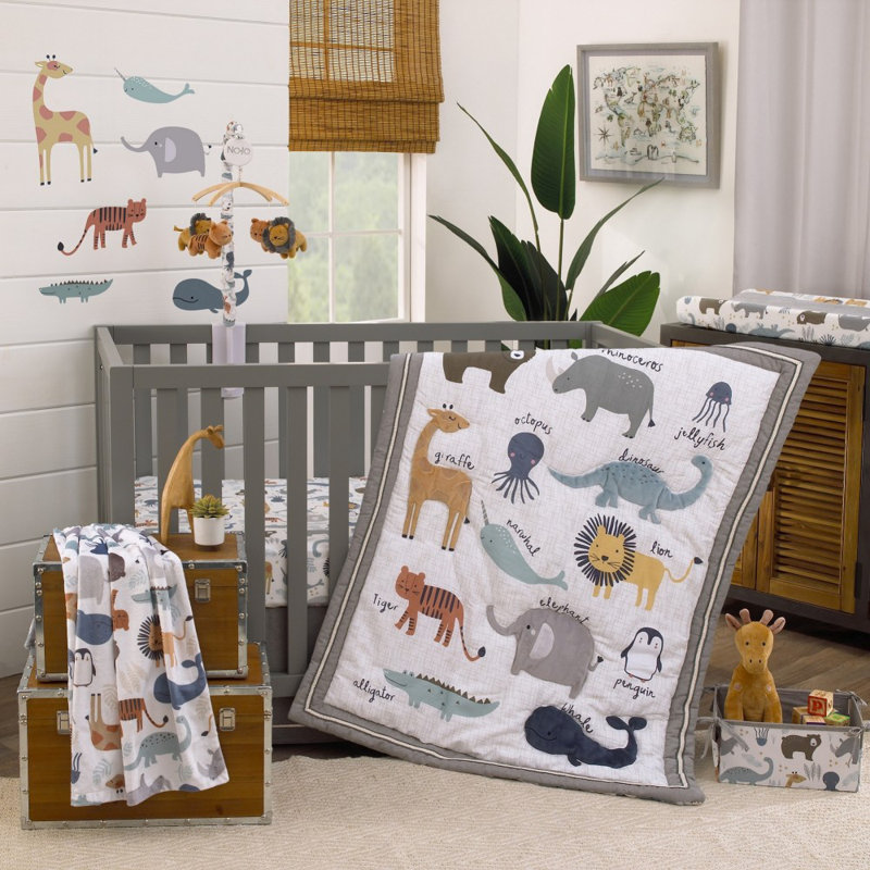 Indigo Safari Nojo Sparta Zoo Animals 4 Piece Crib Bedding Set Wayfair